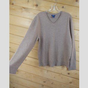 Gap Tan 100% Merino Wool V-neck Knit Top Sweater L